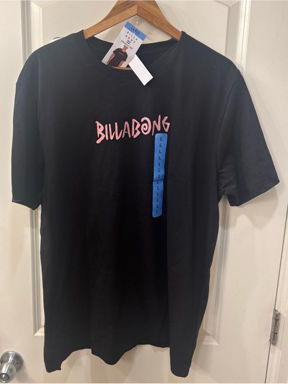New Billabong Mens Graphic T-Shirt Black 100% Cotton Tropical Logo Size Large